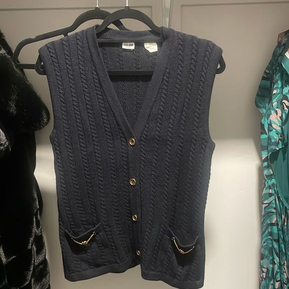 Celine navy sweater vest. Size 42. Like new condition
